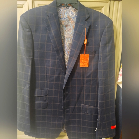 TALLIA Men's Navy Plaid Sports Coat NWT